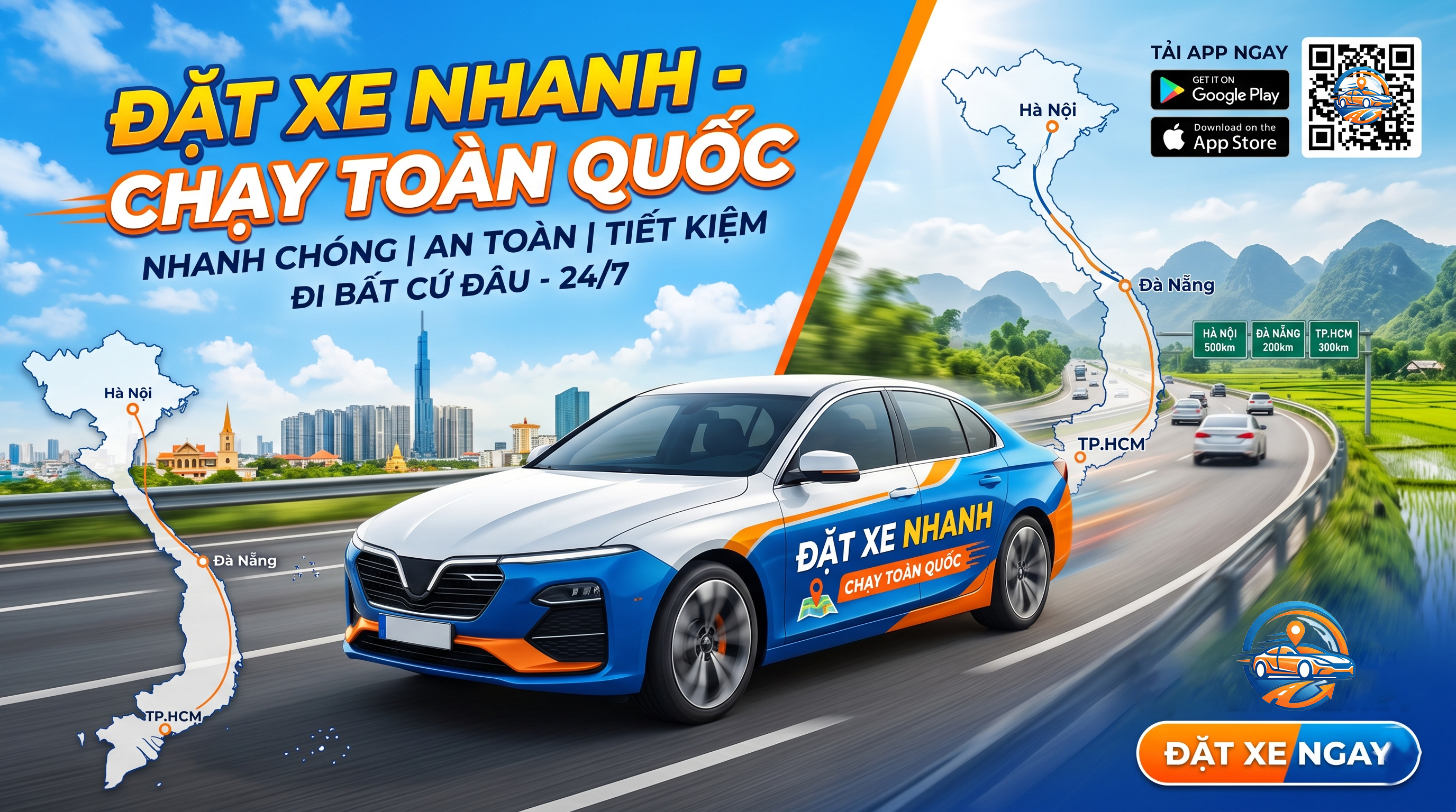 Đặt xe nhanh chạy toàn quốc